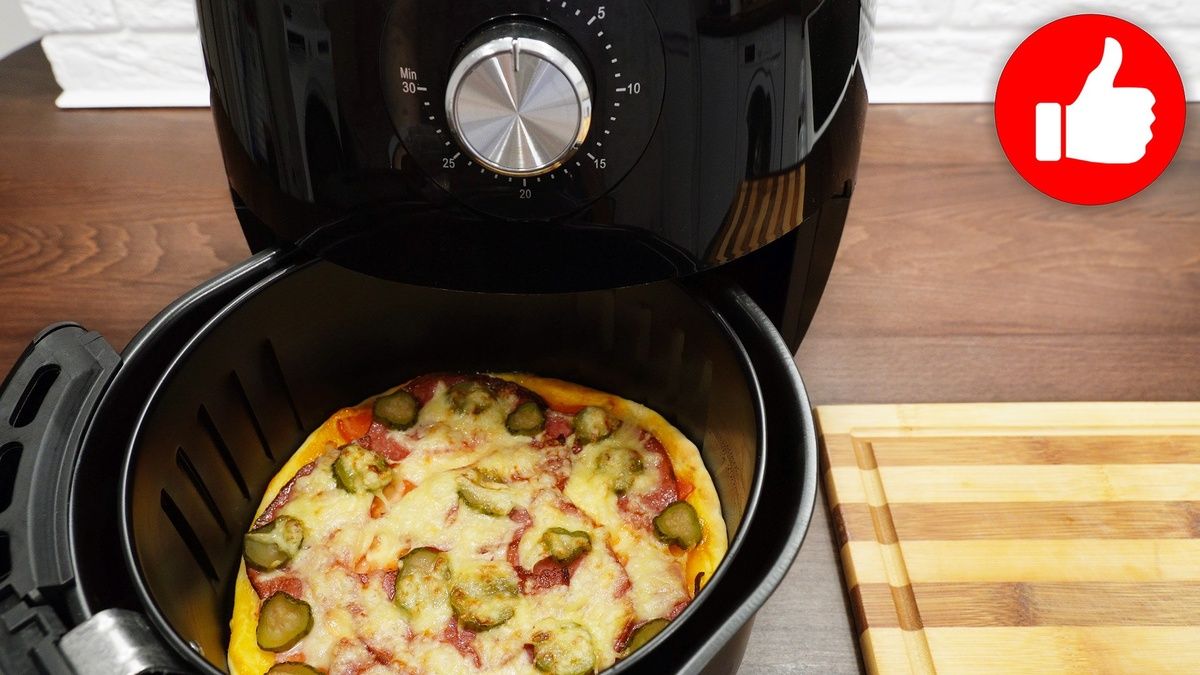 Пицца на тонком тесте в аэрогриле