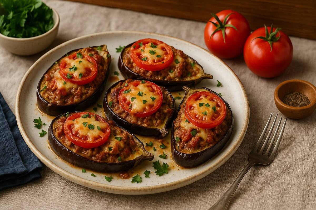 Простое наслаждение: баклажаны с фаршем и помидорами прямо из духовки