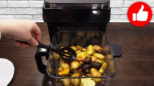 Необычное сочетание: картошка с грибами в аэрогриле