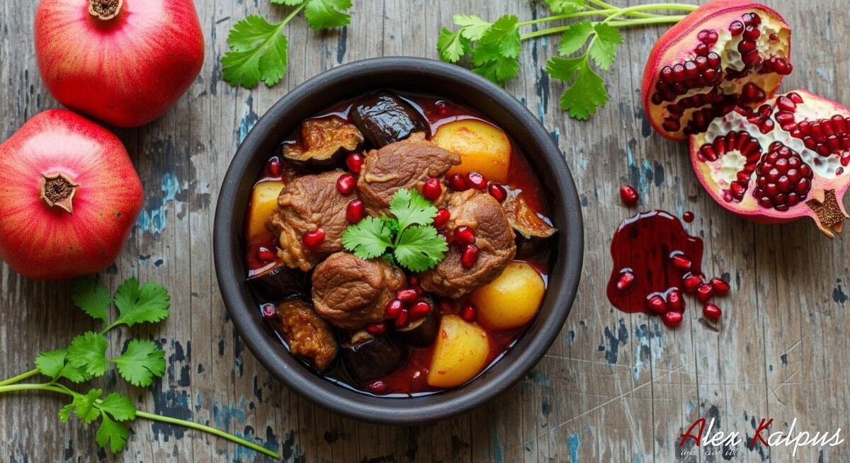 Тушеная баранина с гранатом и баклажанами: искушение из грузинской кухни